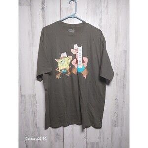 Spongebob SquarePants Men's XL Olive Green Tee Shirt